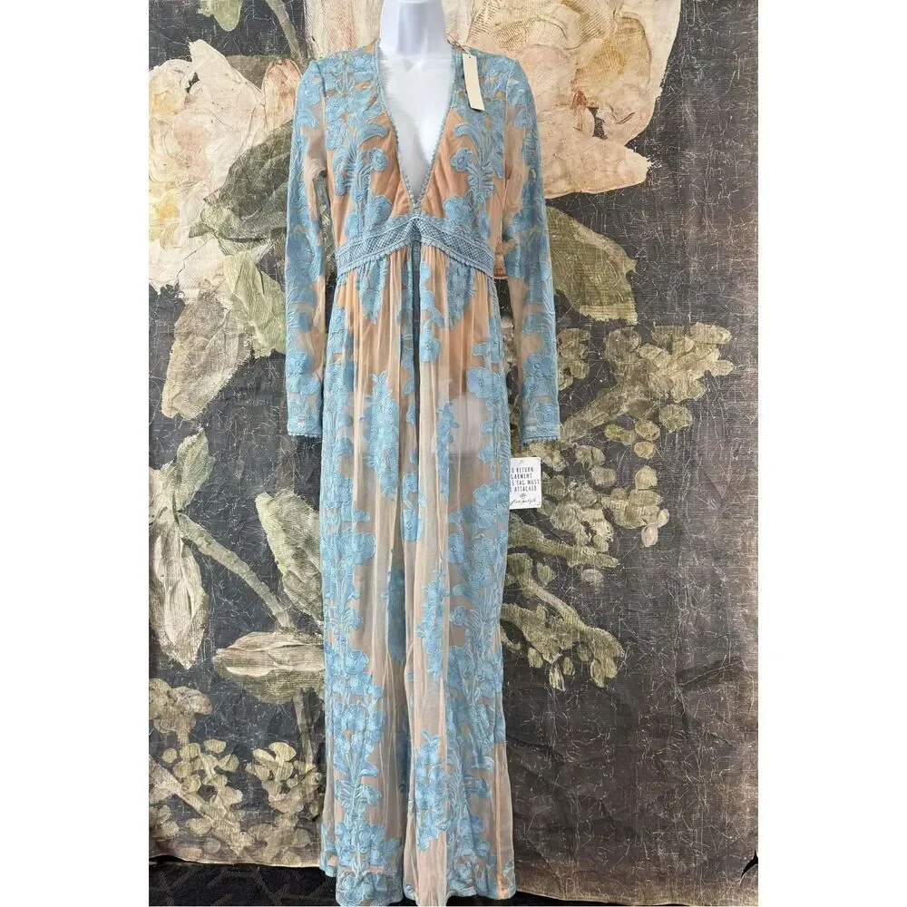 New Free People For Love & Lemons Temecula Maxi Dress Size L - Picture 7 of 9